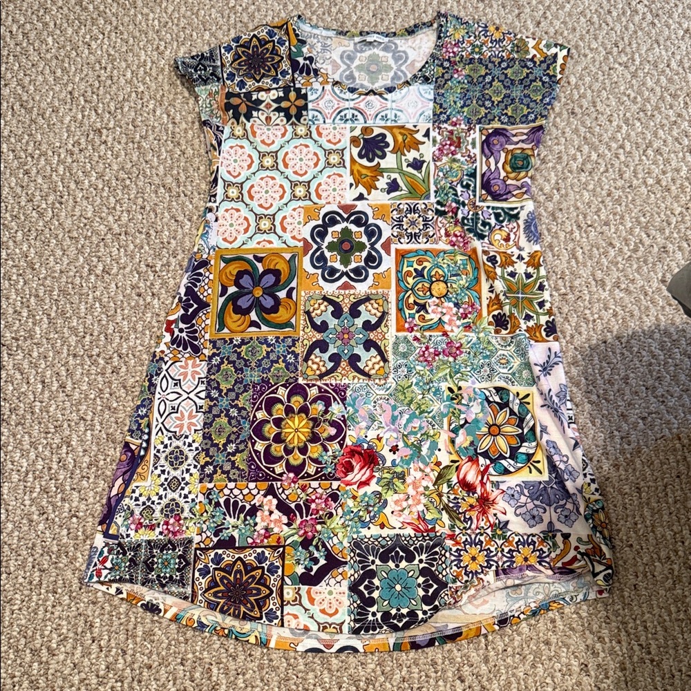 Johnny Was Girls' Multicolor Patchwork Floral Til… - image 1